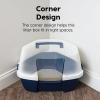 imageIRIS USA Corner Cat Litter Box Enclosed with Scoop  Privacy and Easy Access for Cleaning Odor Defensive Hooded Litter Tray Sturdy Stain Resisting Plastic Fits in Most Corners GrayNavy