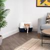 imageIRIS USA Corner Cat Litter Box Enclosed with Scoop  Privacy and Easy Access for Cleaning Odor Defensive Hooded Litter Tray Sturdy Stain Resisting Plastic Fits in Most Corners GrayNavy