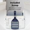 imageIRIS USA Corner Cat Litter Box Enclosed with Scoop  Privacy and Easy Access for Cleaning Odor Defensive Hooded Litter Tray Sturdy Stain Resisting Plastic Fits in Most Corners GrayNavy