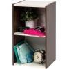 imageIRIS USA Inc 2Tier Cubby Storage Bookshelf with Adjustable Shelves 14quot Width Stackable Easy Assembly Space Saving Shelving Unit Bookcase Walnut BrownWhiteBrown