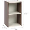 imageIRIS USA Inc 2Tier Cubby Storage Bookshelf with Adjustable Shelves 14quot Width Stackable Easy Assembly Space Saving Shelving Unit Bookcase Walnut BrownWhiteBrown
