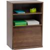 imageIRIS USA Inc 2Tier Wooden Shelf with Pocket Doors Stylish Stackable Shelving Unit with 2 Retractable Flap Doors for Additional Photo Record Picture Storage Off WhiteDark Brown
