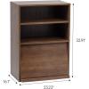 imageIRIS USA Inc 2Tier Wooden Shelf with Pocket Doors Stylish Stackable Shelving Unit with 2 Retractable Flap Doors for Additional Photo Record Picture Storage Off WhiteDark Brown