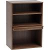 imageIRIS USA Inc 2Tier Wooden Shelf with Pocket Doors Stylish Stackable Shelving Unit with 2 Retractable Flap Doors for Additional Photo Record Picture Storage Off WhiteDark Brown