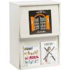 imageIRIS USA Inc 2Tier Wooden Shelf with Pocket Doors Stylish Stackable Shelving Unit with 2 Retractable Flap Doors for Additional Photo Record Picture Storage Off WhiteOff White