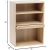 imageIRIS USA Inc 2Tier Wooden Shelf with Pocket Doors Stylish Stackable Shelving Unit with 2 Retractable Flap Doors for Additional Photo Record Picture Storage Off WhiteLight Brown
