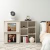 imageIRIS USA Inc 2Tier Wooden Shelf with Pocket Doors Stylish Stackable Shelving Unit with 2 Retractable Flap Doors for Additional Photo Record Picture Storage Off WhiteOff White
