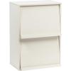 imageIRIS USA Inc 2Tier Wooden Shelf with Pocket Doors Stylish Stackable Shelving Unit with 2 Retractable Flap Doors for Additional Photo Record Picture Storage Off WhiteOff White