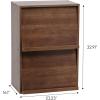 imageIRIS USA Inc 2Tier Wooden Shelf with Pocket Doors Stylish Stackable Shelving Unit with 2 Retractable Flap Doors for Additional Photo Record Picture Storage Off WhiteDark Brown