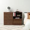 imageIRIS USA Inc 2Tier Wooden Shelf with Pocket Doors Stylish Stackable Shelving Unit with 2 Retractable Flap Doors for Additional Photo Record Picture Storage Off WhiteDark Brown