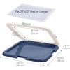 imageIRIS USA Pee Pad Holder  For Potty Training Regular Sized Dog ampamp Puppy Pee Pads Secured Latches NonSkid Feet Leak Protection Fits 22quotx22quot Pad or Larger Square Dark GrayNavy