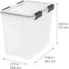 imageIRIS USA WeatherPro 41 Qt Storage Bins with Lids 4 Pack BPAFree Plastic Gasket Box with Tight Latch and Seal Stackable Nestable Tote Tub  ClearBlack36 Qt  4 Pack