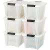 imageIRIS USA 19 Qt Stackable Plastic Storage Bins with Lids 6 Pack  BPAFree Made in USA  Discreet Organizing Solution Latches Durable Nestable Containers Secure Pull Handle  Pearl19 Qt  6 Pack