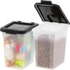 imageIRIS USA Dog Food Storage Container 2 Pack Up to 30 lbs Each Airtight Seal for Freshness Wheels for Rolling Easy One Hand Opening Made in USA BPA Free ClearBlack10 lbs  2 Pack