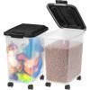 imageIRIS USA Dog Food Storage Container 2 Pack Up to 30 lbs Each Airtight Seal for Freshness Wheels for Rolling Easy One Hand Opening Made in USA BPA Free ClearBlack30 lbs  2 Pack