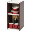 imageIRIS USA Inc 2Tier Cubby Storage Bookshelf with Adjustable Shelves 14quot Width Stackable Easy Assembly Space Saving Shelving Unit Bookcase Walnut BrownWhiteBrown