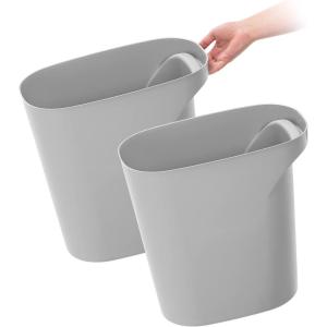 imageIRIS USA 6 Gallon  24 Quart Trash Garbage Cans Plastic Wastebasket Set 3Pack for Home Office Kitchen Bedroom Bathroom with Handles Made with Recycled Materials Eco Friendly Sustainable NavyGray