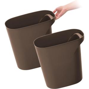imageIRIS USA 6 Gallon  24 Quart Trash Garbage Cans Plastic Wastebasket Set 3Pack for Home Office Kitchen Bedroom Bathroom with Handles Made with Recycled Materials Eco Friendly Sustainable NavyBrown
