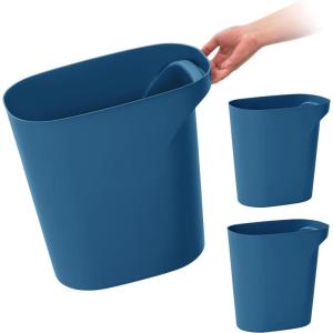 imageIRIS USA 6 Gallon  24 Quart Trash Garbage Cans Plastic Wastebasket Set 3Pack for Home Office Kitchen Bedroom Bathroom with Handles Made with Recycled Materials Eco Friendly Sustainable NavyEcoFriendly Navy