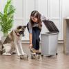 imageIRIS USA Dog Food Storage Container 40 lbs Wheels Airtight Lid Scoop Gray  Extra Sticky Lint Roller Value Pack Comes with Storage Box Standard and THandle Roller Refills 1260 Sheets TotalGrayDark Gray