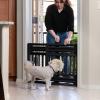 imageIRIS USA 24quot39quot Dog Gate Adjustable Indoor Pet Barrier Pet Gate for Puppy Small Dog Cat Easy TwisttoLock for Doorways ampamp Stairs Portable Expandable 25quot Tall Black