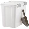 imageIRIS USA Stackable Dog Food Storage Container with 2 Cup Scoop 4 Secure Latches Fits up to 30 lbs Pet Dry Food Bin Gasket Seal Lid BPA Free Stackable Easy Measure WhiteWhiteGray
