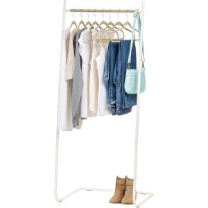 imageIRIS USA Stylish Classic Clothes Rack for Hanging Clothes Easy to Assemble Freestanding Metal Sturdy Garment Rack Small Space Storage Solution Modern Versatile Design Boutique Style White