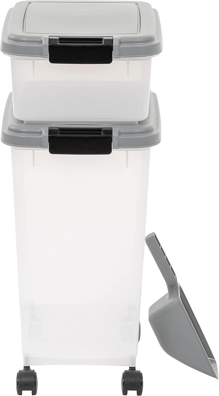 imageAmazon Basics 3Piece Airtight Dog Food Storage Container Combo with Scoop 33 QT  12 QT33 QT  12 QT