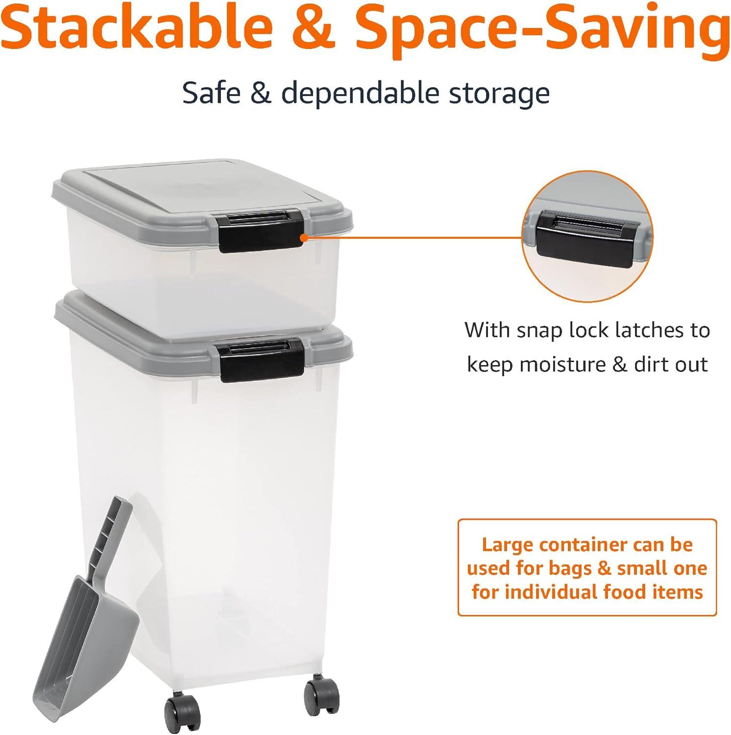 imageAmazon Basics 3Piece Airtight Dog Food Storage Container Combo with Scoop 33 QT  12 QT33 QT  12 QT