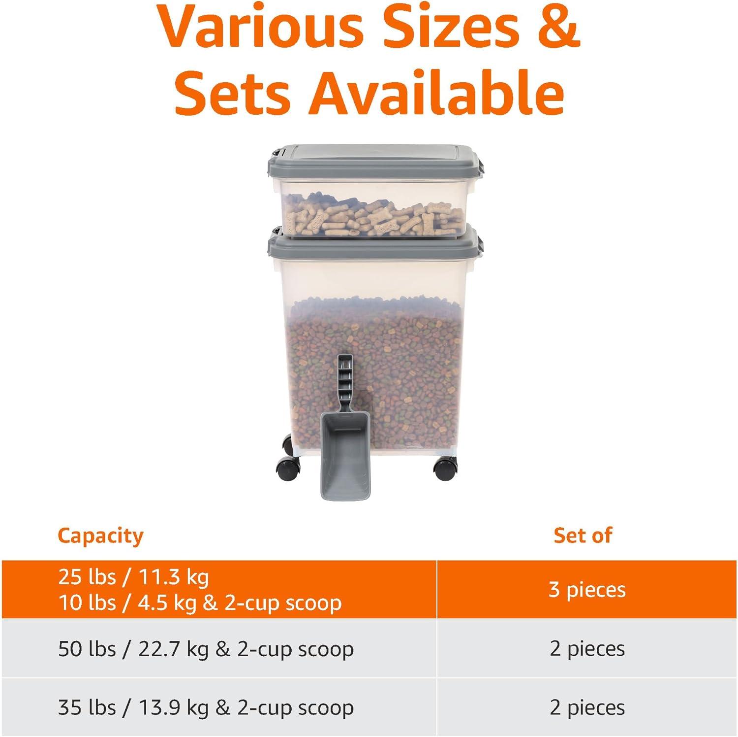imageAmazon Basics 3Piece Airtight Dog Food Storage Container Combo with Scoop 33 QT  12 QT33 QT  12 QT