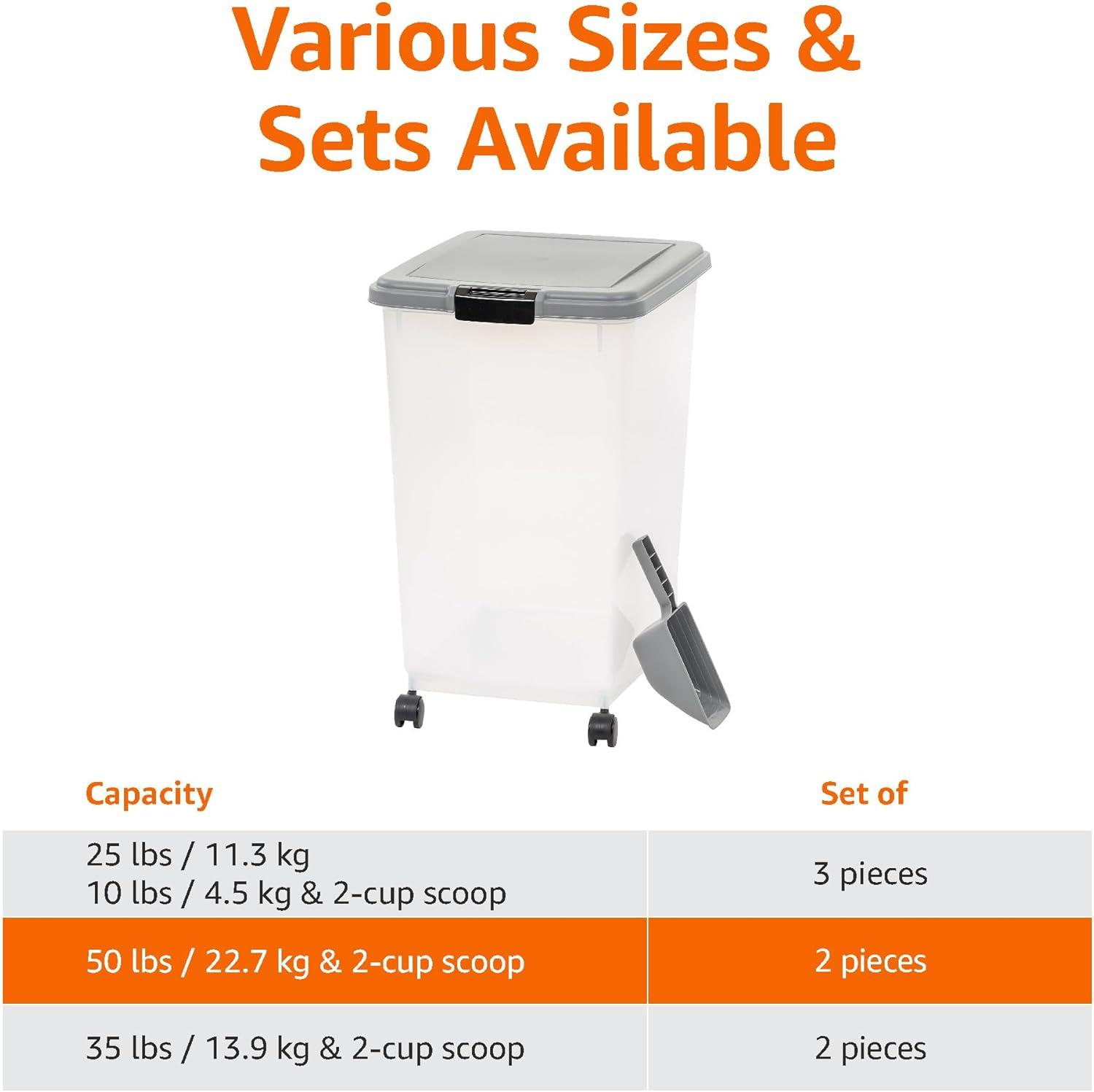 imageAmazon Basics 3Piece Airtight Dog Food Storage Container Combo with Scoop 33 QT  12 QT69 QT