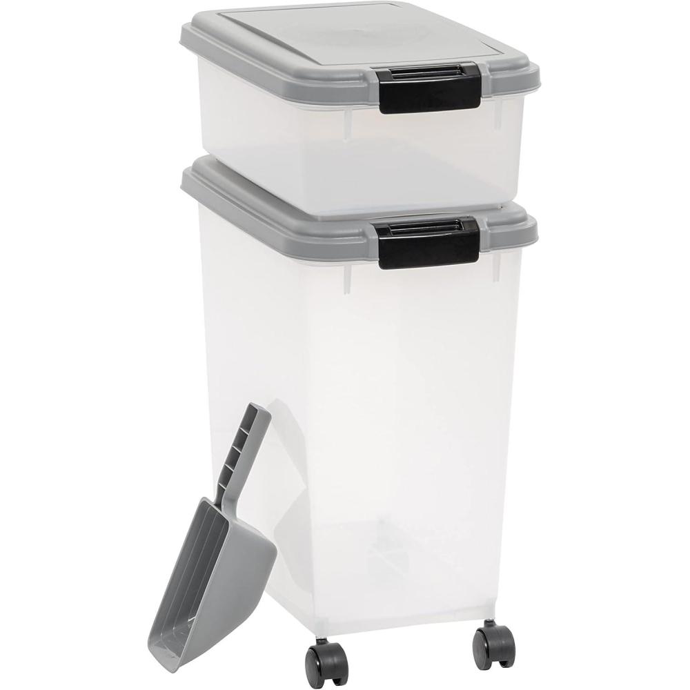 imageAmazon Basics 3Piece Airtight Dog Food Storage Container Combo with Scoop 33 QT  12 QT33 QT  12 QT