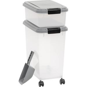 imageAmazon Basics 3Piece Airtight Dog Food Storage Container Combo with Scoop 33 QT  12 QT33 QT  12 QT
