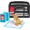 imageIRIS USA 24quot 4Panel Dog Playpen with Door 35 x 35 x 24 Puppy Playpen Dog Play Pen Indoors  Pee Pads for Dogs  Puppy Essentials Quick Dry Leak Proof 22quot x 22quot BlackBlack  Pee Pads