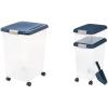 imageIRIS USA Inc IRIS Airtight Food Storage Container 54Pounds No Scoop 3 Piece Airtight Pet Food Storage Container Combo Navy Blue