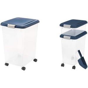 imageIRIS USA Inc IRIS Airtight Food Storage Container 54Pounds No Scoop 3 Piece Airtight Pet Food Storage Container Combo Navy Blue