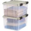 imageIRIS USA 44 Qt Storage Bins with Gasket Seal Lid 2 Pack  BPAFree Heavy Duty Moving Containers Tight Latch Weather Proof Tote WEATHERPRO  ClearChrome