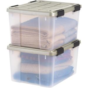 imageIRIS USA 44 Qt Storage Bins with Gasket Seal Lid 2 Pack  BPAFree Heavy Duty Moving Containers Tight Latch Weather Proof Tote WEATHERPRO  ClearChrome