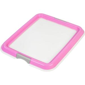 imagePee Pad Holder Small Puppy Pad Holder Secured Latches NonSkid Rubber Feet High Polish Finish for Easy Cleaning Leak Protection Indoor Potty Tray Fits 14quotx17quot Pad or Larger Pink