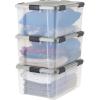 imageIRIS USA 16 Qt Storage Bins with Gasket Seal Lid 3 Pack  BPAFree Heavy Duty Moving Containers Tight Latch Weather Proof Tote WEATHERPRO  ClearChrome60 Qt  3 Pack