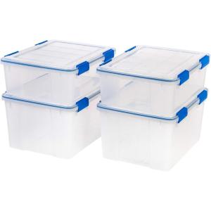 imageIRIS USA 31 Qt Storage Box with Gasket Seal Lid 3 Pack  BPAFree Made in USA  Heavy Duty Moving Containers with Tight Latch Weather Proof Tote Bin WEATHERPRO  ClearBlue27  44 Qt Combo