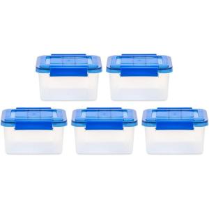 imageIRIS USA 5Pack 65qt WEATHERPRO Airtight Plastic Storage Bin with Lid and Seal and Secure Latching Buckles