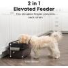 imageIRIS USA Elevated Dog Bowls 15quot H Raised Bowl for Large Dogs Airtight Pet Food Storage Holds Up to 47 Lbs 2 Removable 64 oz Stainless Steel Bowls at Home or Camping Dark GraySmoke