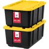 imageIRIS USA 27 Gallon Heavy Duty Truck Bed Toolbox Storage Tote Bins with Lids 2 Pack  Made in USA Tough Snap On Lockable Lid Stackable Industrial Tubs Garage Organization Reusable Box  BlackYellow