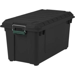 imageRemington 20 Gallon Loackable WEATHERTIGHT Storage Totes with Lids HeavyDuty Durable Stackable Containers 4 Pack  Green Lid Large Garage Organizing Bins Rugged Sturdy Equipment Utility Tool Box874 Quart
