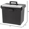 imageIRIS USA Portable File Box With Handle Slim wOrganizer Lid Plastic File Organizer Box for Letter Files Hanging Filing Folder Organizer Lockable Secure Buckle BlackBlack  Single