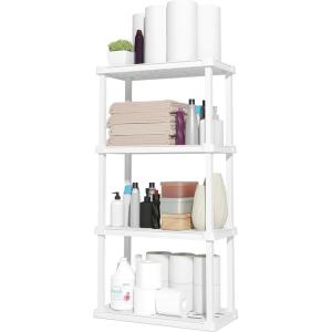 imageIRIS USA 4Shelf Light Duty Plastic Storage Shelves 200lb Capacity 48quot H x 24quot W x 12quot D Medium Modular Shelving Unit Storage Organizer for Bathroom Laundry Garage ampamp Home Storage Rack  White4Tier