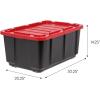 imageIRIS USA 12 Gallon 4 Pack  27 Gallon 4Pack Heavy Duty Storage Bins with Lids Snap On Lid Stackable Industrial Totes Rugged Tubs Garage Organization Reusable  Total 8 Units  BlackRed