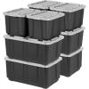 imageIRIS USA 12 Gallon 4 Pack  27 Gallon 4 Pack Heavy Duty Storage Bins with Lids Snap On Lid Stackable Industrial Totes Rugged Tubs Garage Organization Reusable  Total 8 Units  BlackGray