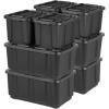 imageIRIS USA 12 Gallon 4 Pack  27 Gallon 4 Pack Heavy Duty Storage Bins with Lids Snap On Lid Stackable Industrial Totes Rugged Tubs Garage Organization Reusable  Total 8 Units  Black